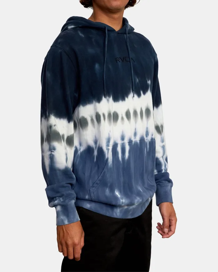 RVCA Mens Hoodies Tonally TieDye Iii Pullover Hoodie Blue Stripe Tie Dye Kvcw Casaul