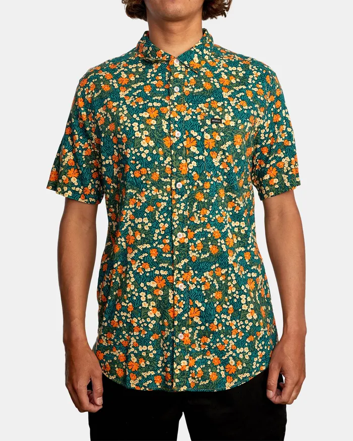 RVCA Mens Jackets Baritone Short Sleeve Shirt Carrot Nlm0