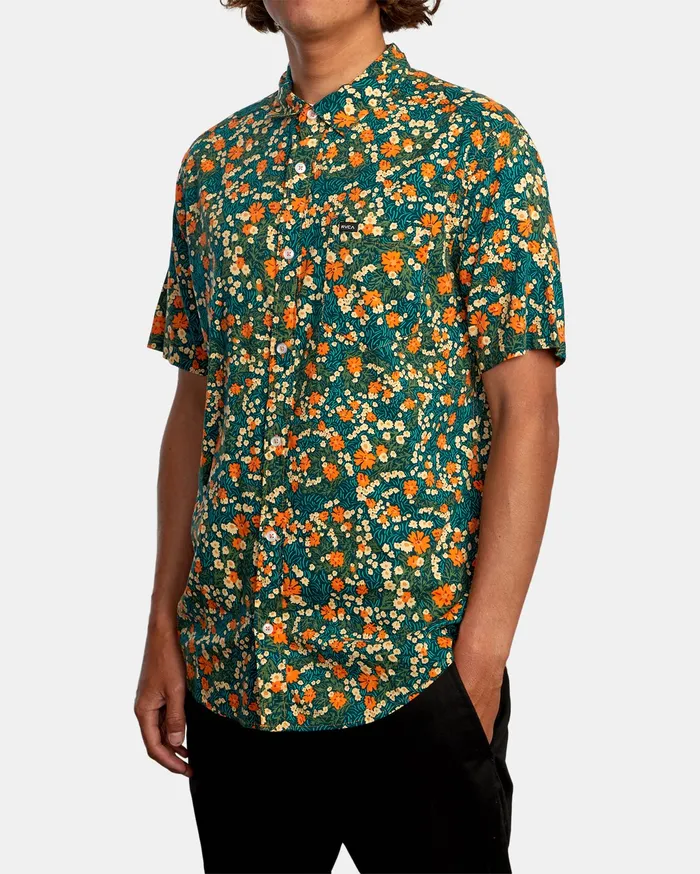 RVCA Mens Jackets Baritone Short Sleeve Shirt Carrot Nlm0