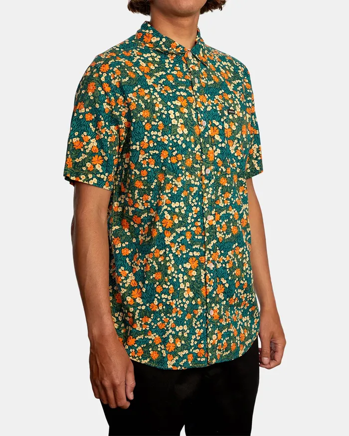 RVCA Mens Jackets Baritone Short Sleeve Shirt Carrot Nlm0