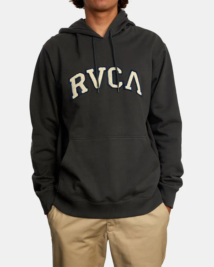 RVCA Mens Jackets Concord Applique Pullover Hoodie Pirate Black Ptk