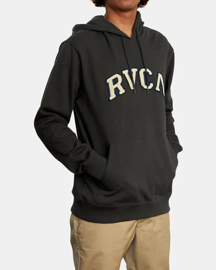 RVCA Mens Jackets Concord Applique Pullover Hoodie Pirate Black Ptk