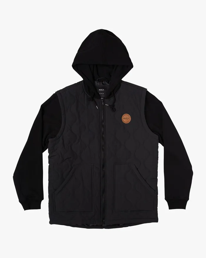 RVCA Mens Jackets Grant Hooded Puffer Jacket Black Blk