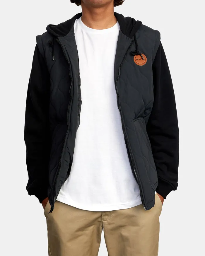 RVCA Mens Jackets Grant Hooded Puffer Jacket Black Blk