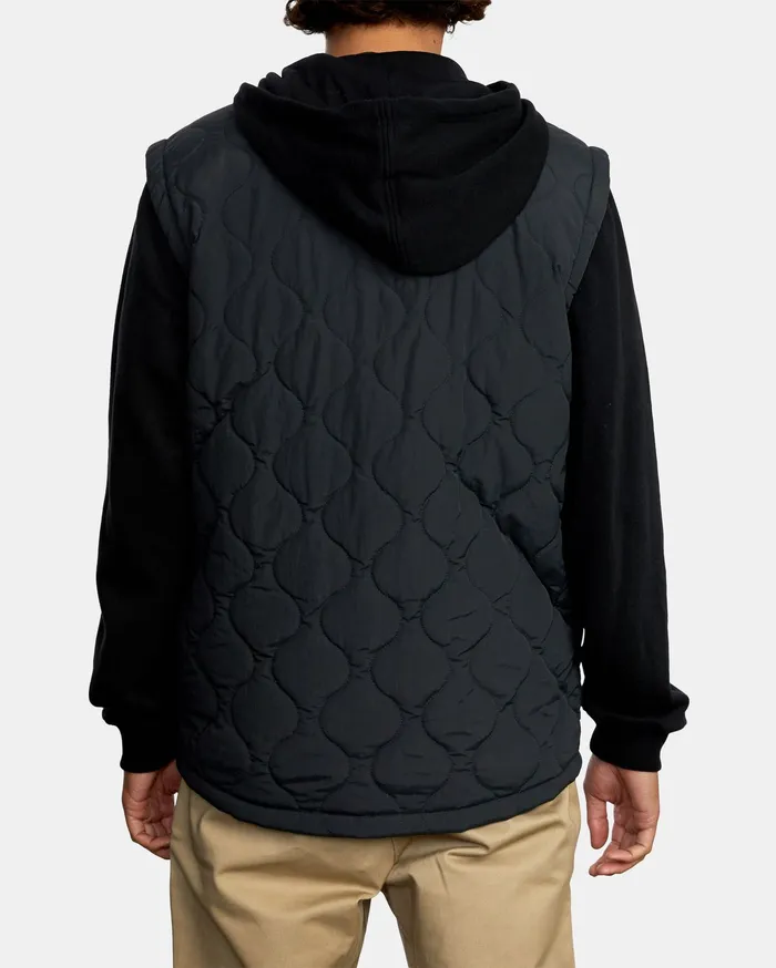 RVCA Mens Jackets Grant Hooded Puffer Jacket Black Blk