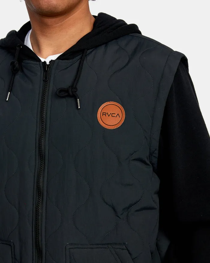 RVCA Mens Jackets Grant Hooded Puffer Jacket Black Blk