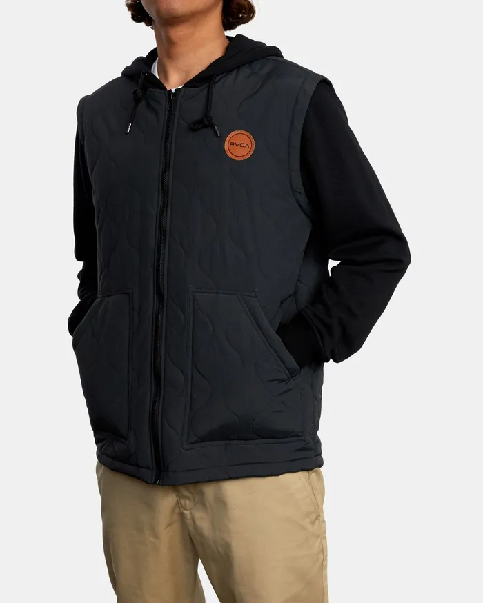 RVCA Mens Jackets Grant Hooded Puffer Jacket Black Blk