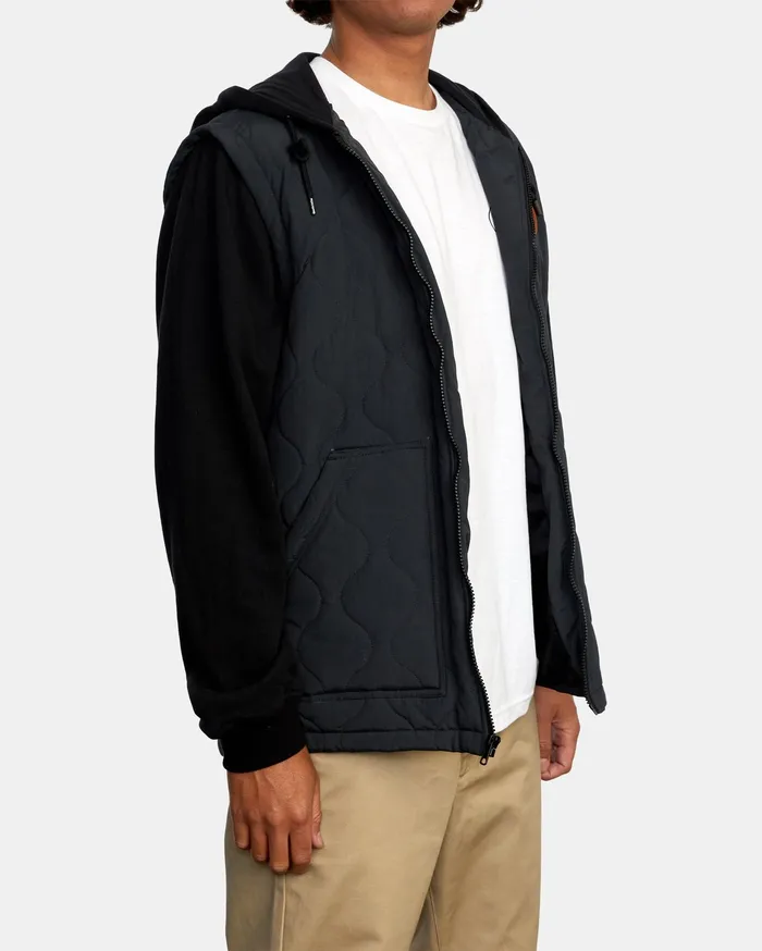 RVCA Mens Jackets Grant Hooded Puffer Jacket Black Blk