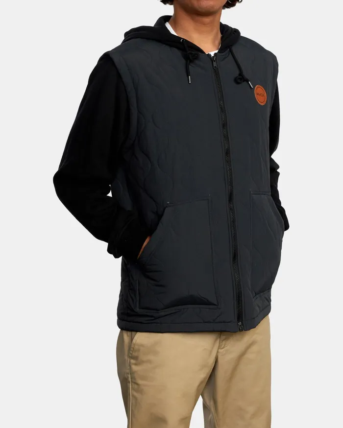 RVCA Mens Jackets Grant Hooded Puffer Jacket Black Blk