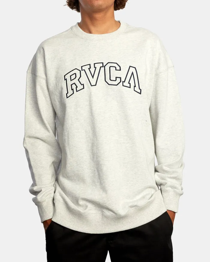 RVCA Mens Jackets Hastings Emblem Crewneck Sweatshirt Snow Marle Swm