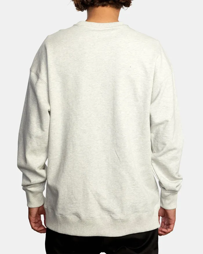 RVCA Mens Jackets Hastings Emblem Crewneck Sweatshirt Snow Marle Swm