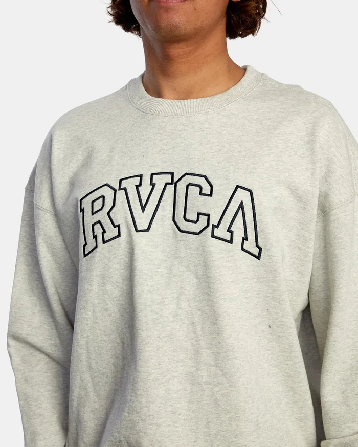 RVCA Mens Jackets Hastings Emblem Crewneck Sweatshirt Snow Marle Swm