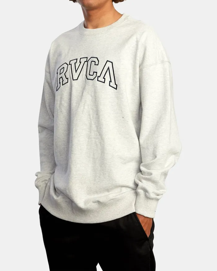 RVCA Mens Jackets Hastings Emblem Crewneck Sweatshirt Snow Marle Swm
