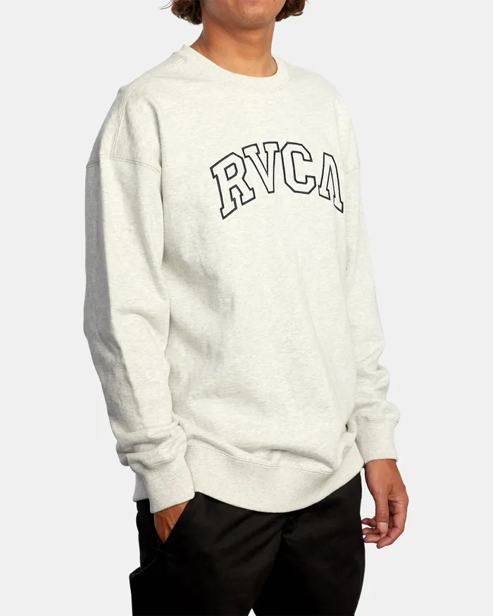 RVCA Mens Jackets Hastings Emblem Crewneck Sweatshirt Snow Marle Swm