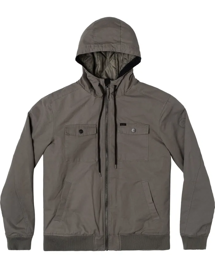 RVCA Mens Jackets Hooded Bomber 2 Waterproof Jacket Olive Olv