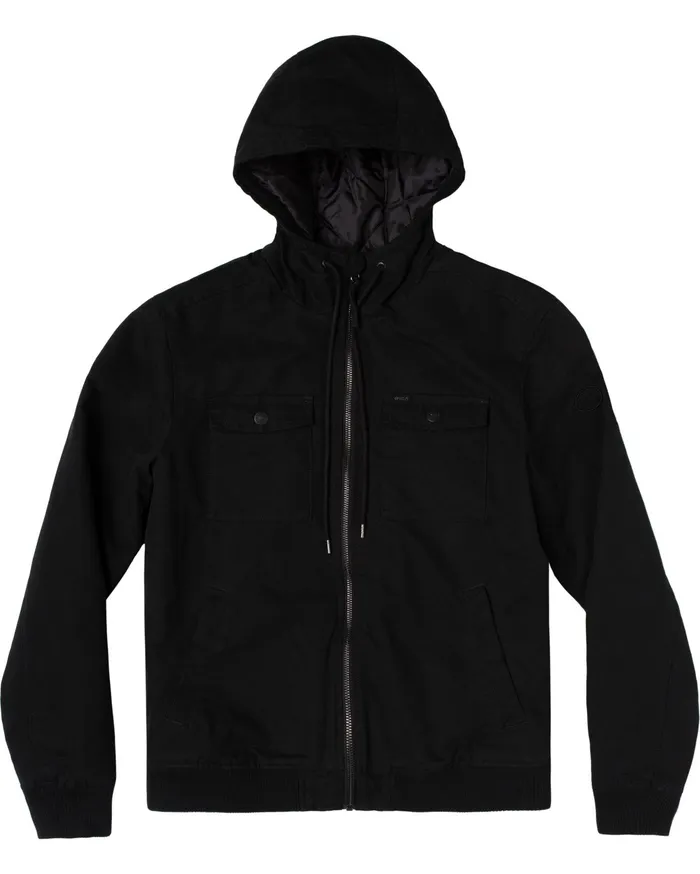 RVCA Mens Jackets Hooded Bomber 2 Waterproof Jacket Rvca Black Rvb