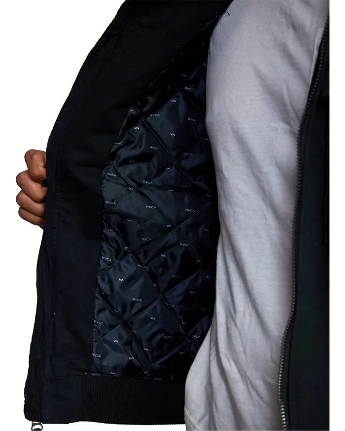 RVCA Mens Jackets Hooded Bomber 2 Waterproof Jacket Rvca Black Rvb