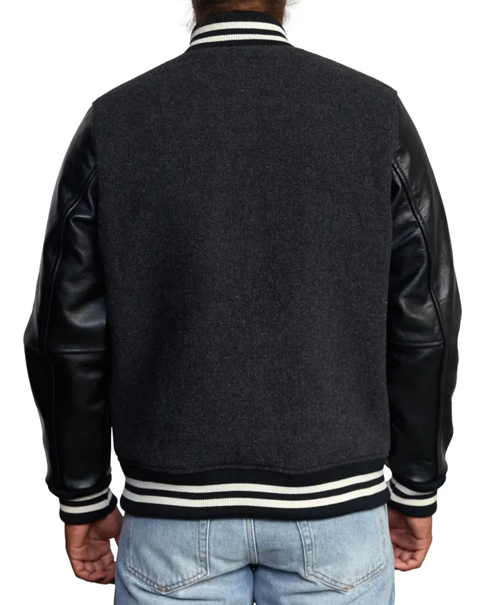 RVCA Mens Jackets Junior Varsity Letterman Jacket Rvca Black Rvb
