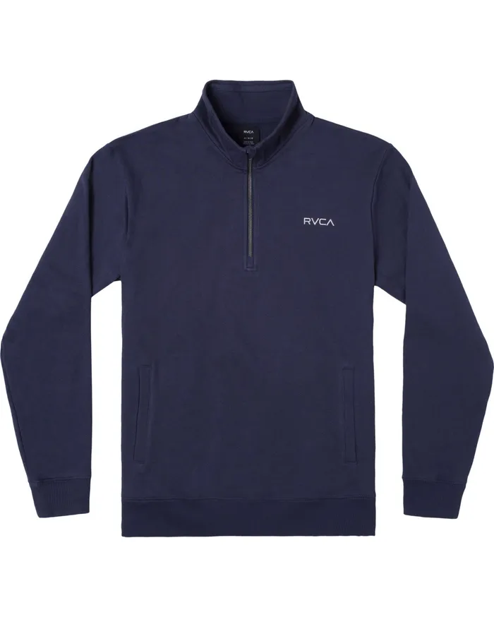 RVCA Mens Jackets Keats HalfZip Mock Neck Pullover Moody Blue Mdy