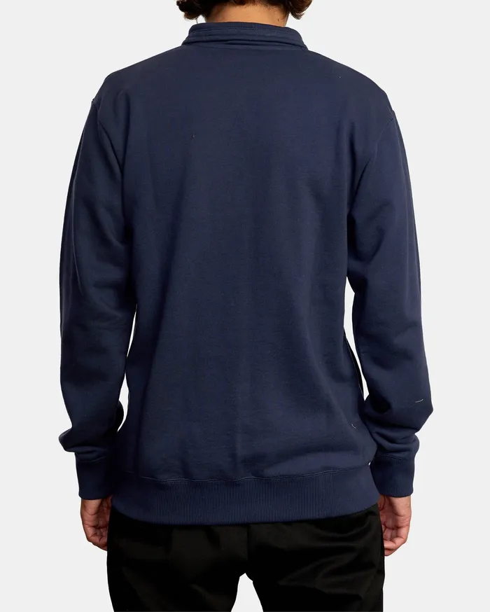 RVCA Mens Jackets Keats HalfZip Mock Neck Pullover Moody Blue Mdy
