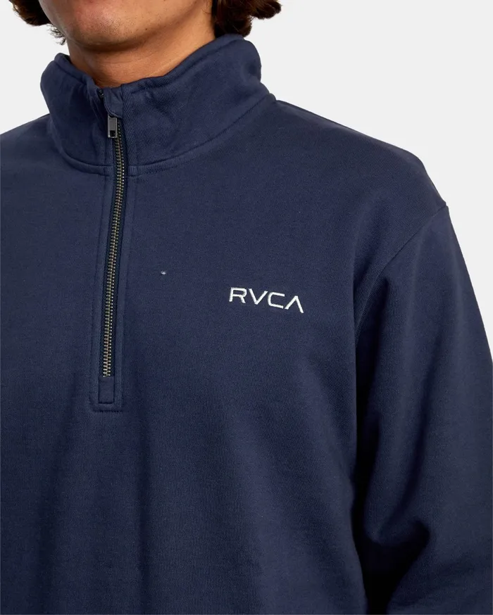 RVCA Mens Jackets Keats HalfZip Mock Neck Pullover Moody Blue Mdy
