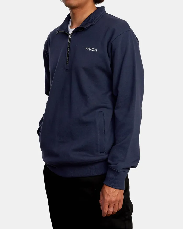 RVCA Mens Jackets Keats HalfZip Mock Neck Pullover Moody Blue Mdy