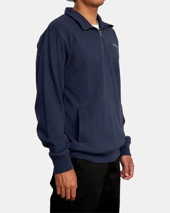 RVCA Mens Jackets Keats HalfZip Mock Neck Pullover Moody Blue Mdy