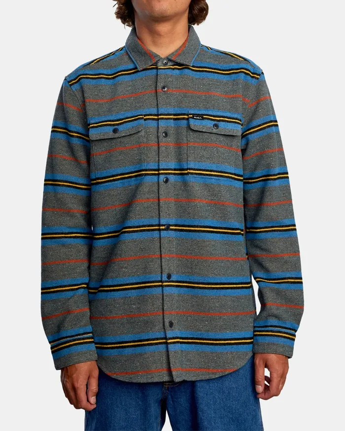 RVCA Mens Jackets Rvca Blanket Long Sleeve Shirt Multi Mul