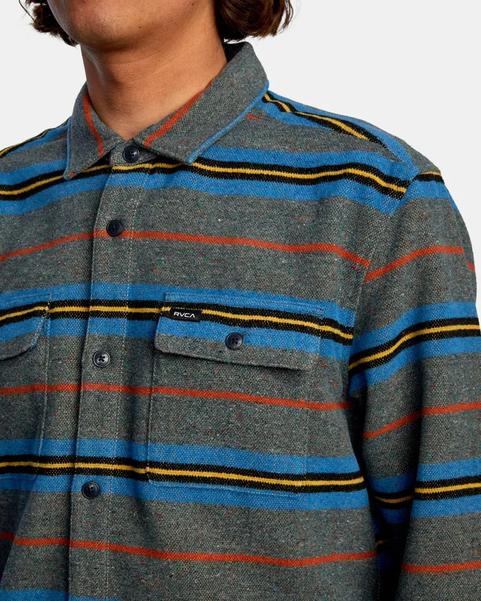RVCA Mens Jackets Rvca Blanket Long Sleeve Shirt Multi Mul