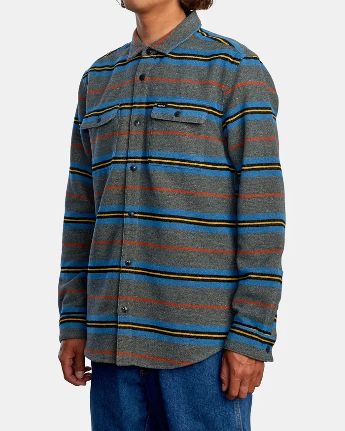 RVCA Mens Jackets Rvca Blanket Long Sleeve Shirt Multi Mul