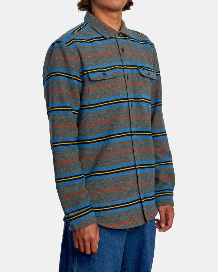 RVCA Mens Jackets Rvca Blanket Long Sleeve Shirt Multi Mul