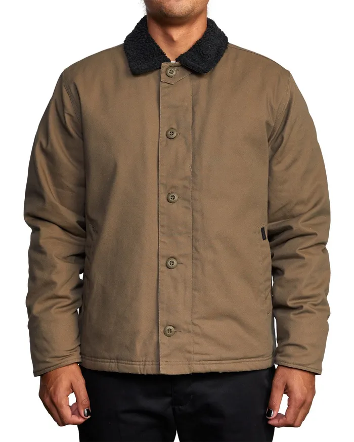 RVCA Mens Jackets Uss Waterproof Deck Coat Wood Woo