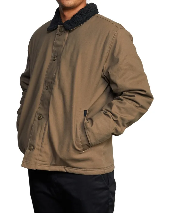 RVCA Mens Jackets Uss Waterproof Deck Coat Wood Woo