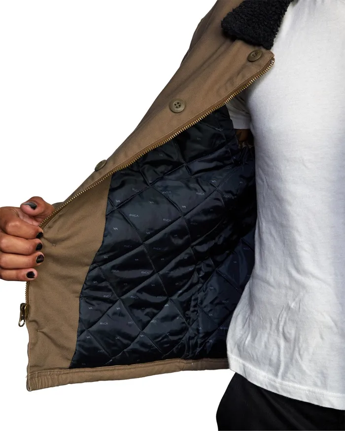RVCA Mens Jackets Uss Waterproof Deck Coat Wood Woo