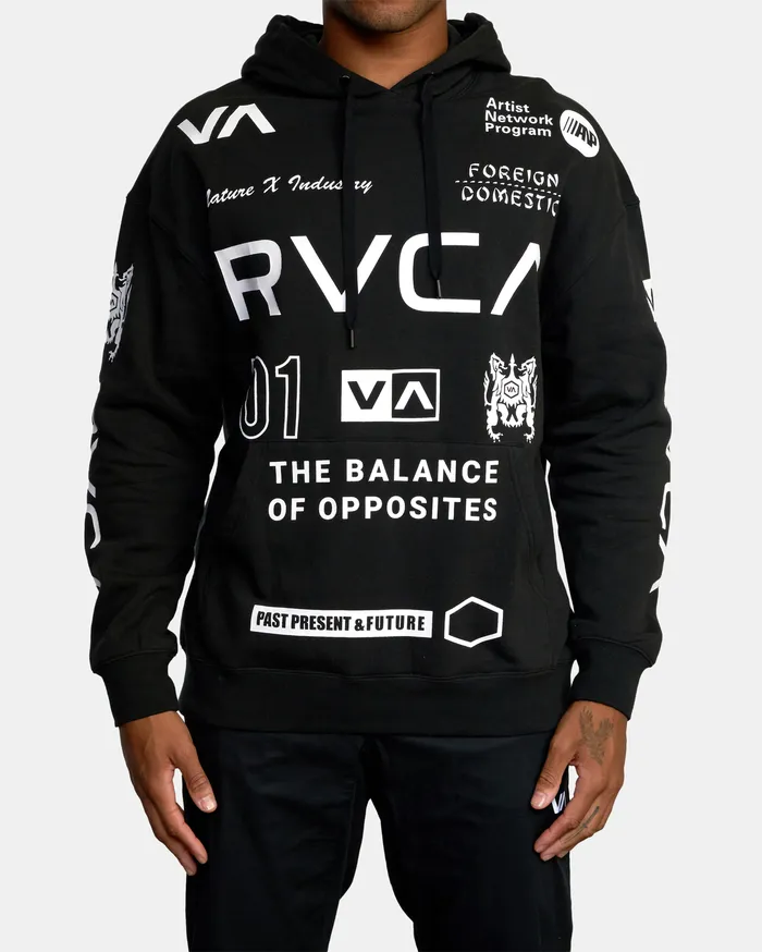 RVCA Mens Jackets Va Sport All Brand Sport Workout Hoodie Black Multi Bml