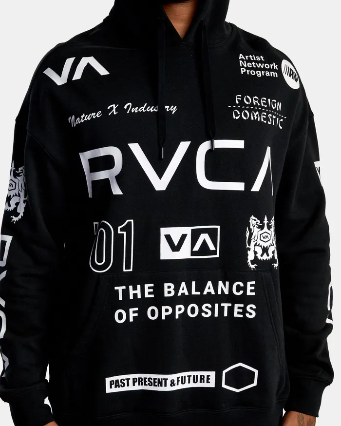 RVCA Mens Jackets Va Sport All Brand Sport Workout Hoodie Black Multi Bml