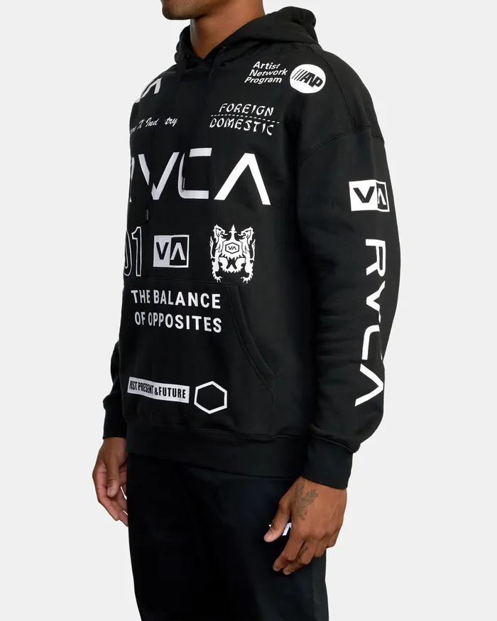 RVCA Mens Jackets Va Sport All Brand Sport Workout Hoodie Black Multi Bml