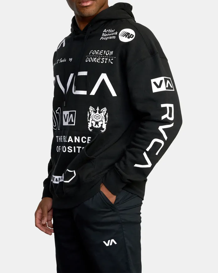 RVCA Mens Jackets Va Sport All Brand Sport Workout Hoodie Black Multi Bml