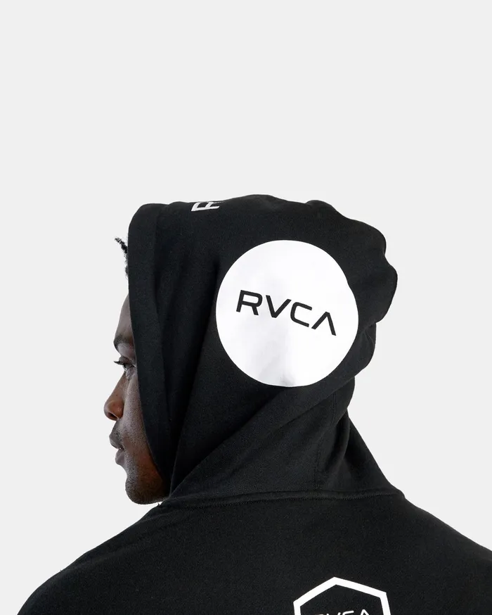 RVCA Mens Jackets Va Sport All Brand Sport Workout Hoodie Black Multi Bml