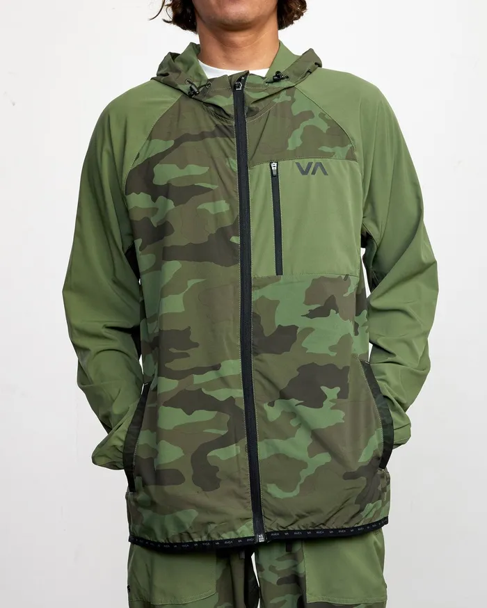 RVCA Mens Jackets Yogger Track Jacket Green Camo Ii Gnr6