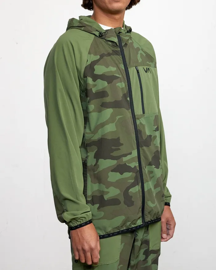 RVCA Mens Jackets Yogger Track Jacket Green Camo Ii Gnr6