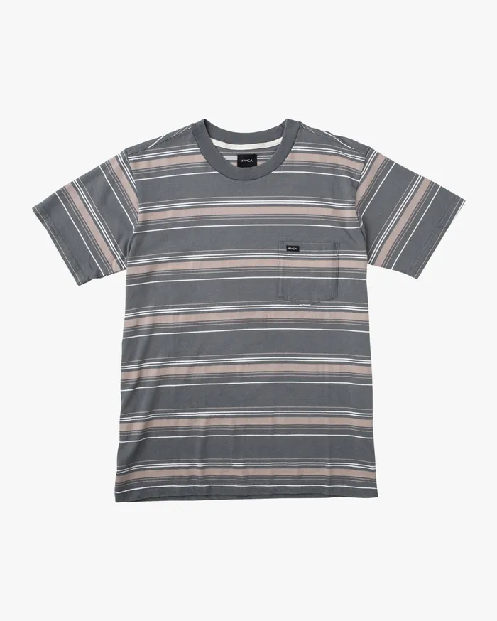 RVCA Mens Knit Bez Stripe Short Sleeve Tee Balsam Green Abg