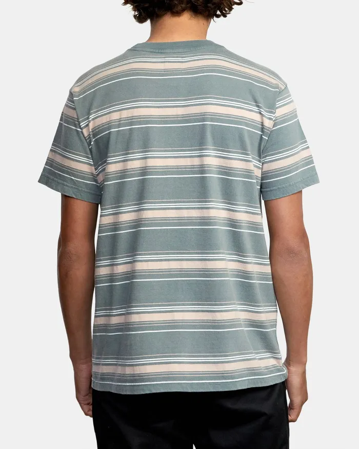 RVCA Mens Knit Bez Stripe Short Sleeve Tee Balsam Green Abg