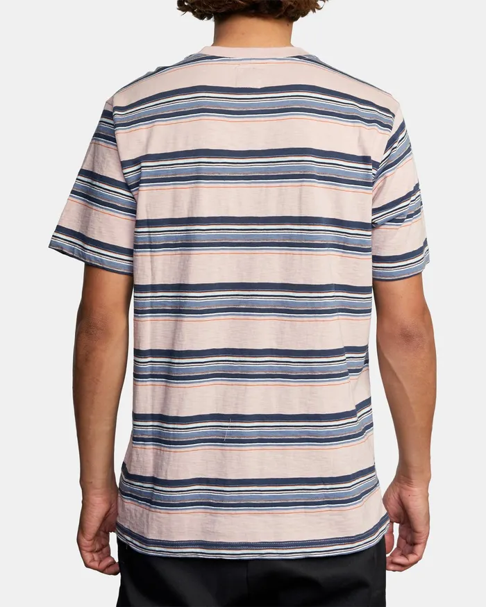 RVCA Mens Knit El Rosario Stripe Short Sleeve Tee Pale Mauve Pal