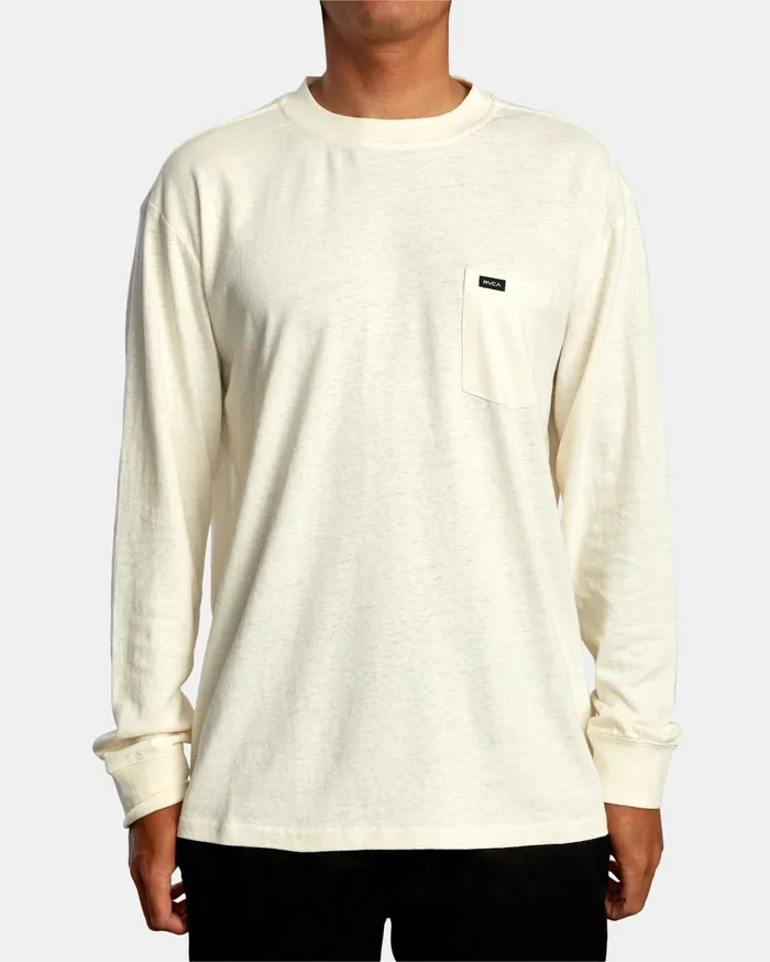 RVCA Mens Knit Harmonia Hemp Long Sleeve Tee Natural Nat