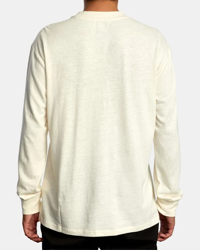 RVCA Mens Knit Harmonia Hemp Long Sleeve Tee Natural Nat