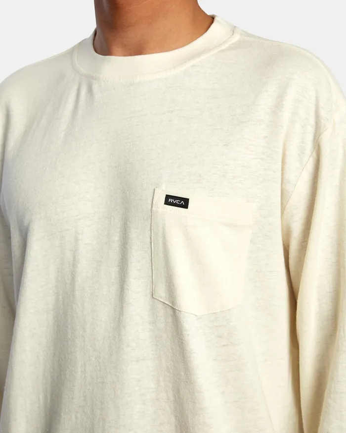 RVCA Mens Knit Harmonia Hemp Long Sleeve Tee Natural Nat