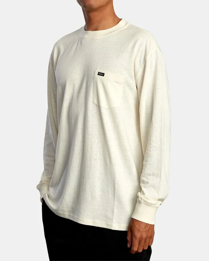 RVCA Mens Knit Harmonia Hemp Long Sleeve Tee Natural Nat
