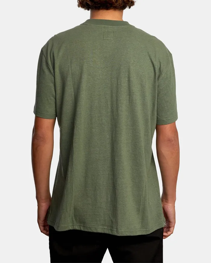 RVCA Mens Knit Harmonia Hemp Short Sleeve Tee Cactus Cac