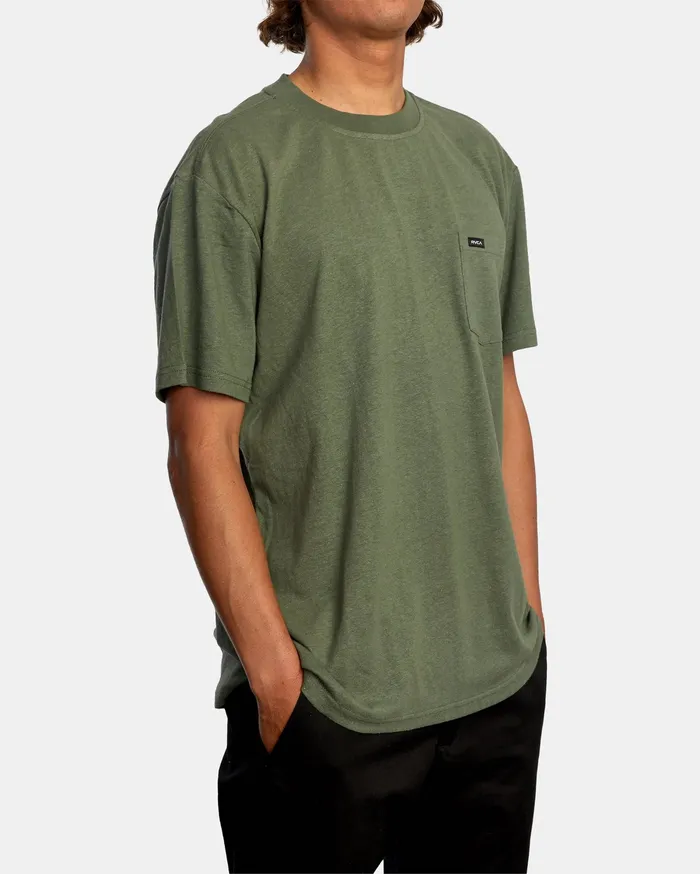 RVCA Mens Knit Harmonia Hemp Short Sleeve Tee Cactus Cac